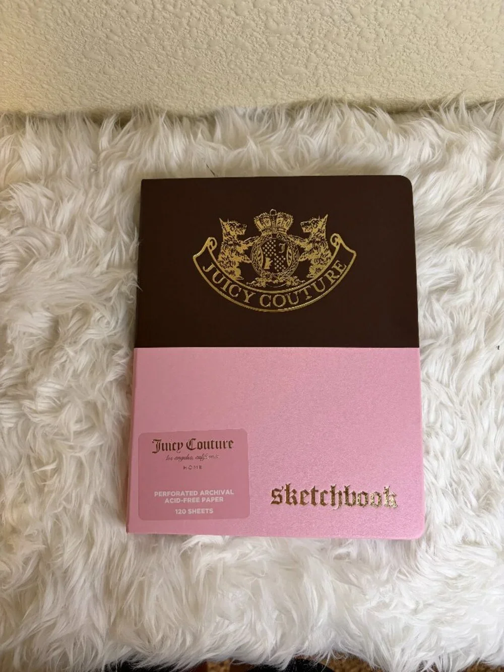 Juicy Couture Home Pink Brown Sketchbook 120 Sheets Acid Free Paper NWT